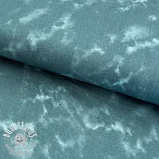 Tissu double gaze/mousseline TIE DYE dark cyan