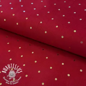 Tissu velours cotelé fin FOIL GOLD Dot red