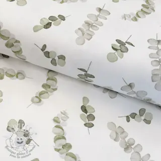 Tissu déco Eucalyptus white green digital print