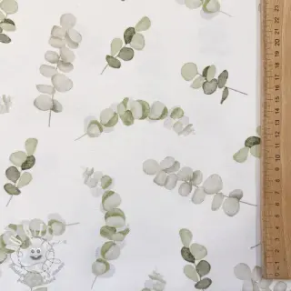 Tissu déco Eucalyptus white green digital print