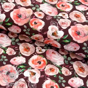 Jersey Roses burgundy digital print