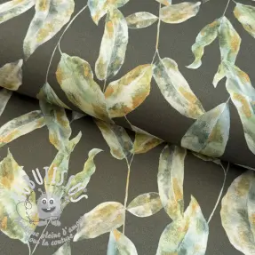 Tissu déco Leaves army green digital print