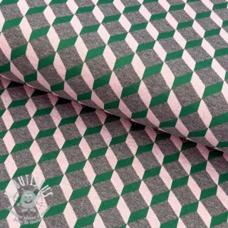 Tissu pour tailleur femme KNITTED JACQUARD Graphic green