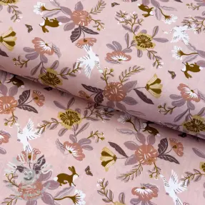 Tissu coton Flowers old rose ORGANIC