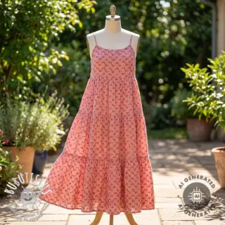 Tissu double gaze/mousseline EMBROIDERY Tossed flowers blush