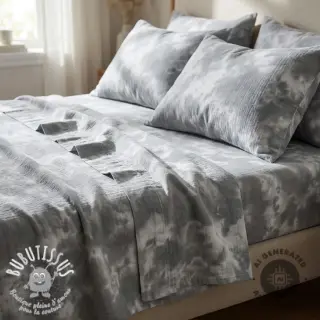 Tissu double gaze/mousseline TIE DYE rock grey
