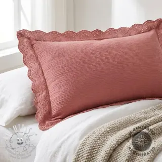 Tissu double gaze/mousseline 1-side border blush