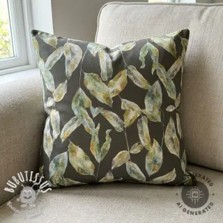 Tissu déco Leaves army green digital print