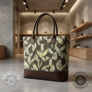 Tissu déco Leaves army green digital print