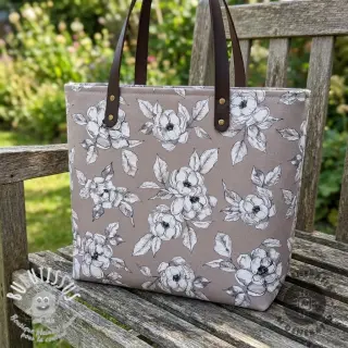 Tissu déco Flowers taupe digital print