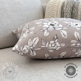 Tissu déco Flowers taupe digital print