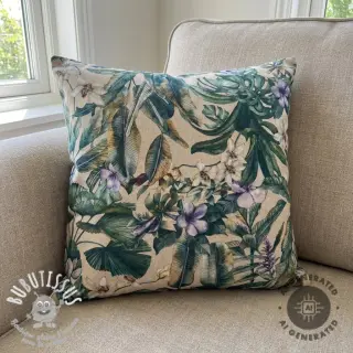 Tissu déco Banana leaves linen digital print