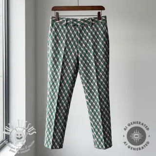 Tissu pour tailleur femme KNITTED JACQUARD Graphic green