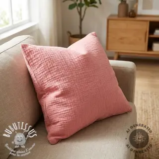 Tissu double gaze/mousseline soft rose ORGANIC