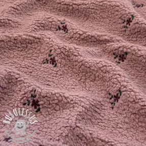 Tissu de manteau TEDDY EMBROIDERY Flowers mauve