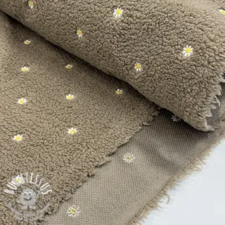 Tissu de manteau TEDDY EMBROIDERY Mini taupe