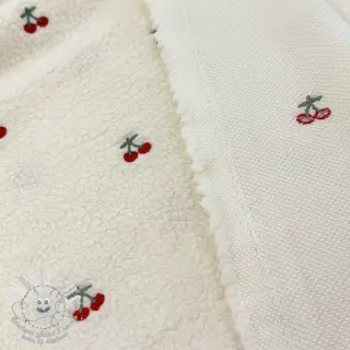 Tissu de manteau TEDDY EMBROIDERY Cherries