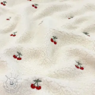 Tissu de manteau TEDDY EMBROIDERY Cherries