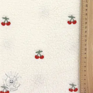 Tissu de manteau TEDDY EMBROIDERY Cherries