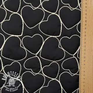 Tissu matelassé EMBROIDERY Hearts black