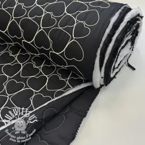 Tissu matelassé EMBROIDERY Hearts black