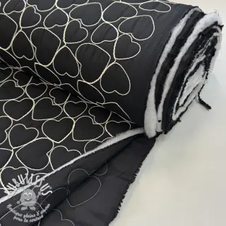 Tissu matelassé EMBROIDERY Hearts black