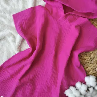 Tissu double gaze/mousseline fuchsia
