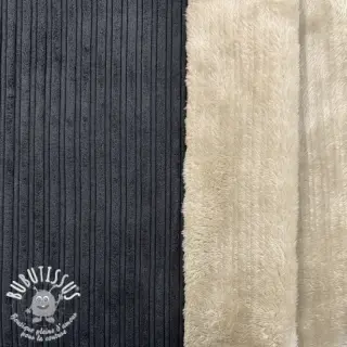 Tissu velours cotelé Cofur fleece black