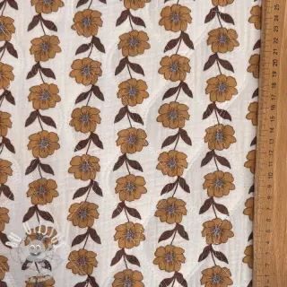 Tissu double gaze/mousseline STEPPED Flowers in stripe white
