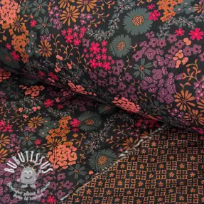 Tissu coton VOILE STEPPED Flowerie black digital print