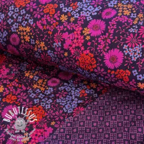 Tissu coton VOILE STEPPED Flowerie purple digital print