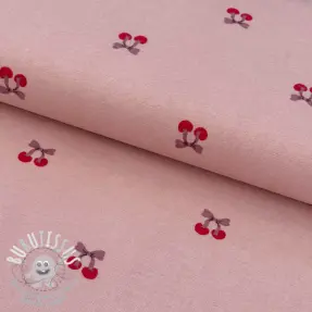 Tissu coton FLANNEL Cherries mauve