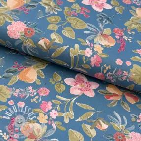 Tissu coton Floweria nova blue digital print