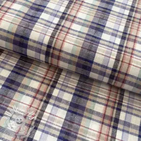 Viscose lin YARN DYED Checks Old fashion blue