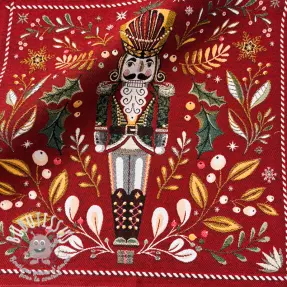Tissu déco jacquard Casse-Noisette rouge design B PANEL