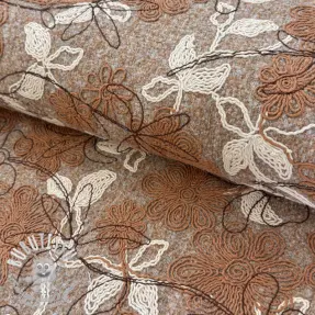Tissu de manteau WOOLY EMBROIDERY Petra beige