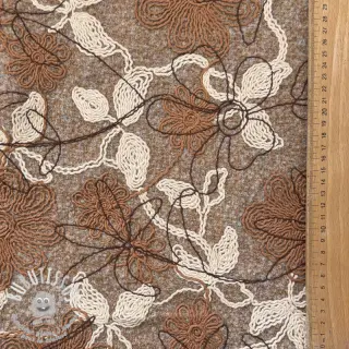 Tissu de manteau WOOLY EMBROIDERY Petra beige