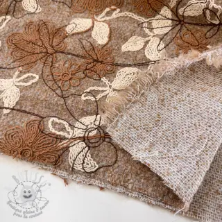 Tissu de manteau WOOLY EMBROIDERY Petra beige