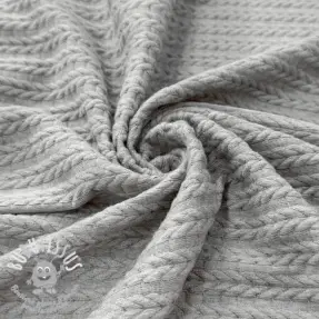 Tissu maille tricot LIGHT ANGORA CABLY grey