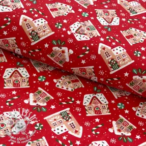 Tissu coton Glacage rouge