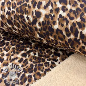 Tissu de manteau TEDDY SUEDE Panther LEO cognac