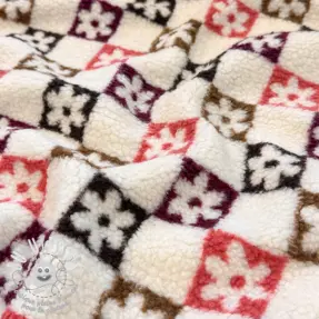 Tissu de manteau TEDDY JACQUARD Square flowers