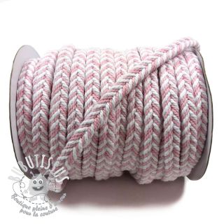Cordon coton tricoté rose