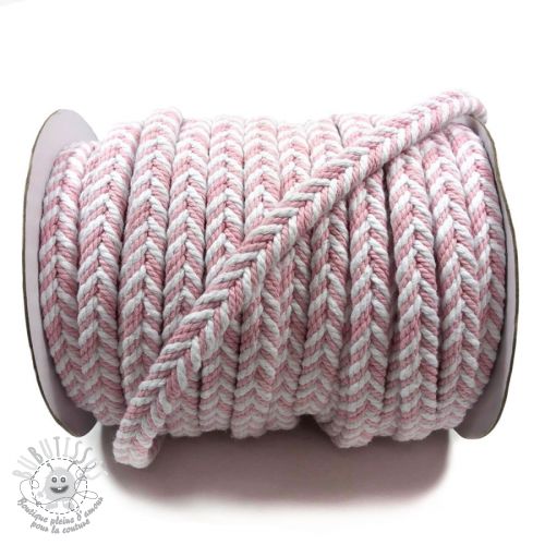 Cordon coton tricoté rose