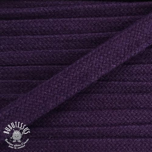 Cordon coton tubulaire plat 13 mm purple