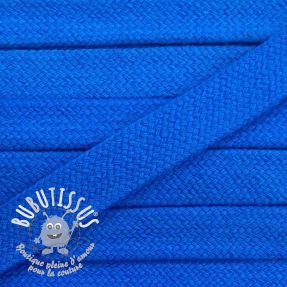 Cordon coton tubulaire plat 17 mm bleu