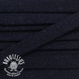 Cordon coton tubulaire plat 17 mm bleu nuit