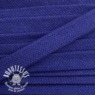Cordon coton tubulaire plat 13 mm bleu foncé