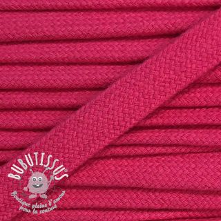 Cordon coton tubulaire plat 13 mm rose foncé