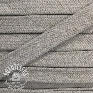 Cordon coton tubulaire plat 13 mm gris pâle